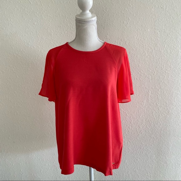 AX Salmon Short Flowy Sleeve Blouse Size M - Picture 1 of 6